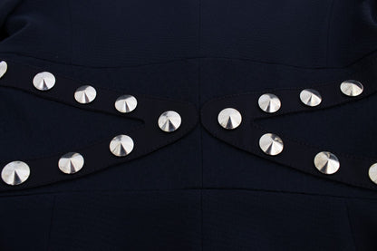 Exte Black Cotton Stretch Gold Studded Blazer Jacket