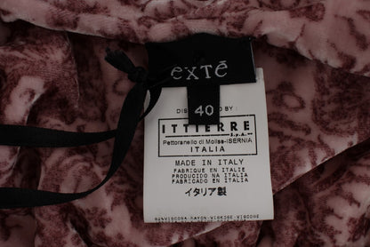 Exte Pink Floral Print Viscose Silk Blouse Top