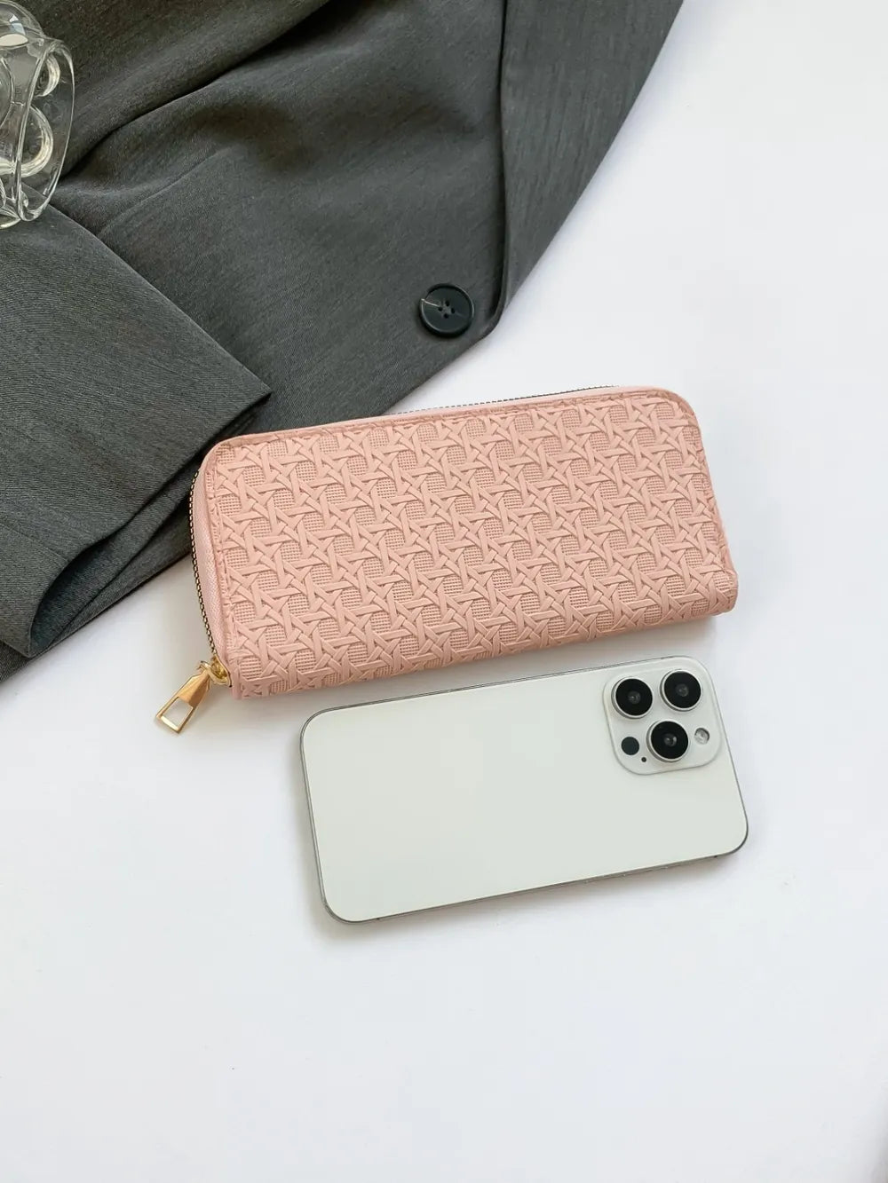 Billetera Mujer PU Leather Solid Color