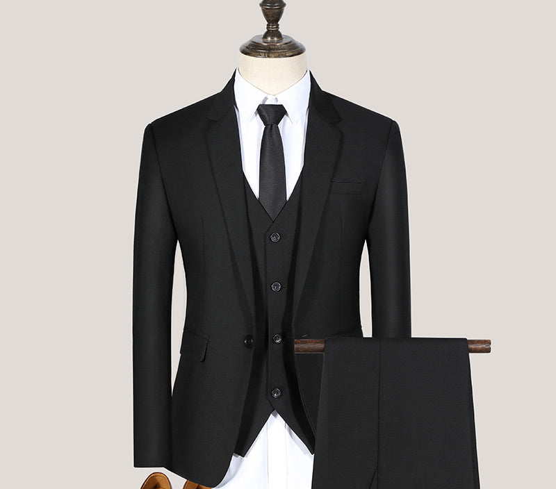 Conjunto de traje juvenil de corte entallado de primavera y otoño para hombre, conjunto de tres piezas para boda, traje de padrino de boda