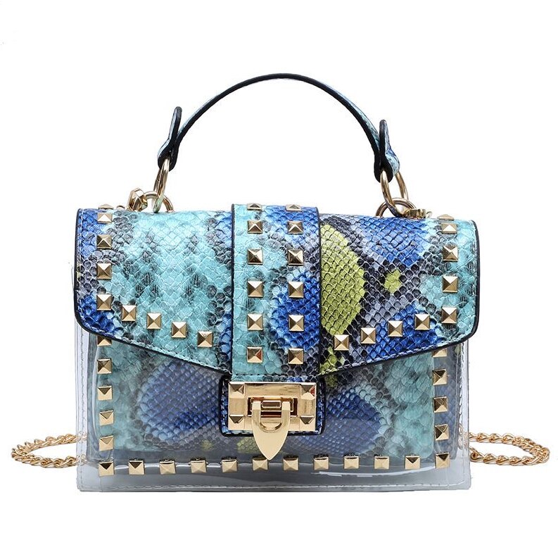 Bolso de mano elegante con remaches y nuevas cadenas para mujer