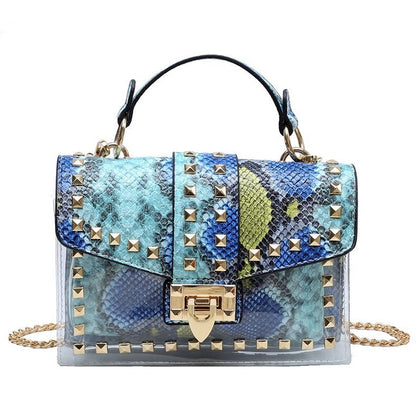 Bolso de mano elegante con remaches y nuevas cadenas para mujer