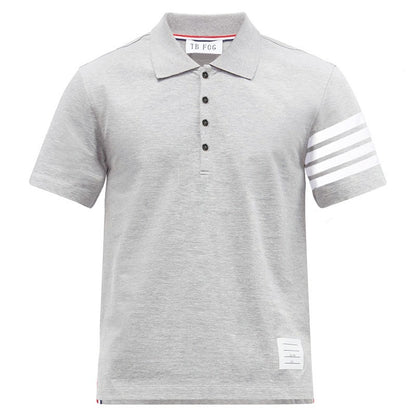 Polo de algodón a rayas, moderna camiseta informal para hombre, con solapa y manga corta.