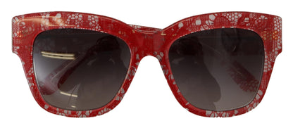Dolce & Gabbana Red Lace Acetate Rectangle Shades  DG4231F  Sunglasses
