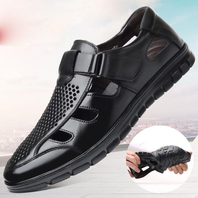Men's leather sandals summer breathable leather shoes