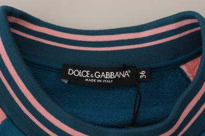 Dolce & Gabbana Blue Pink Queen Sequin Crystal Sweater