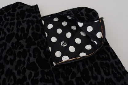 Dolce & Gabbana Black Leopard Shift Mini Polyester Dress