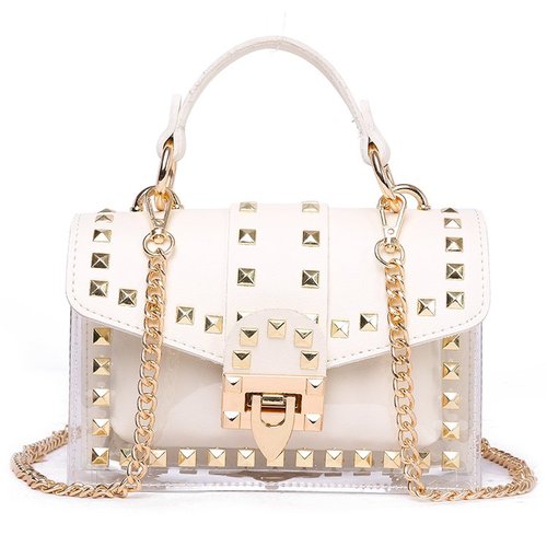 Bolso de mano elegante con remaches y nuevas cadenas para mujer