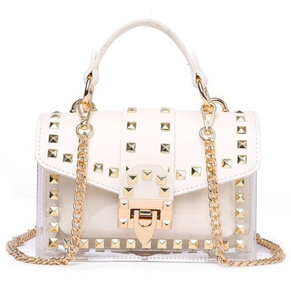 Bolso de mano elegante con remaches y nuevas cadenas para mujer
