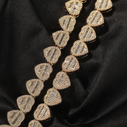 T-shaped Love Necklace Set with Zircon Hip Hop Personalized Fashion, Light Luxury, and Unique Design Necklace