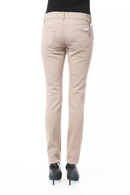BYBLOS Beige Cotton Women Pant with Chain Detail on Pocket