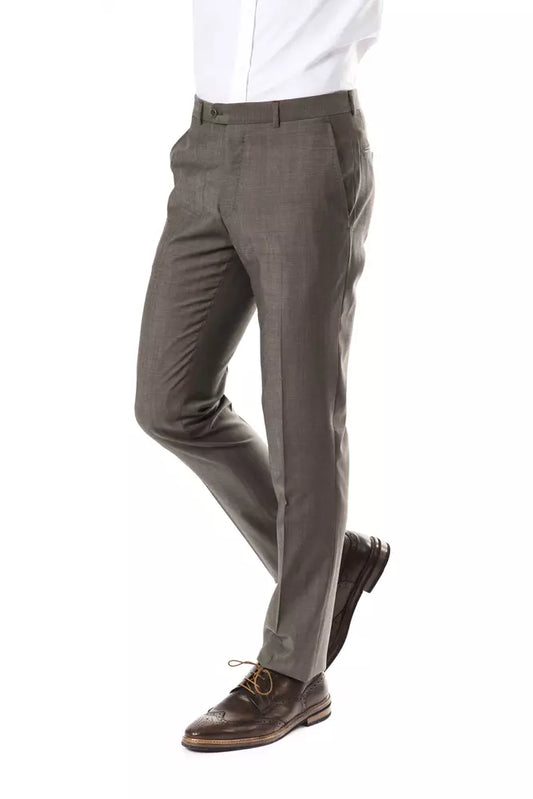 Uominitaliani Gray Wool Mens Pants