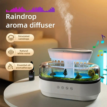 Humidificador de aroma estilo Raindrop con luces y difusión de aceites esenciales para el hogar.