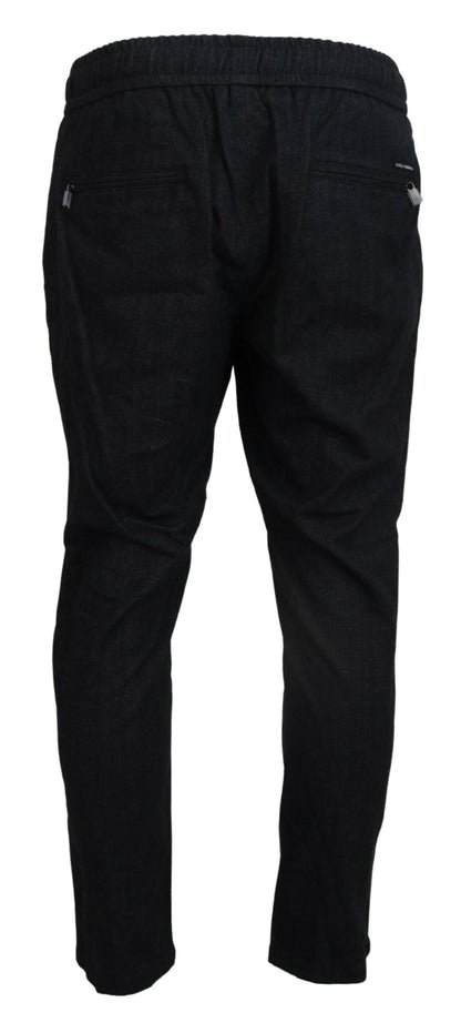 Dolce & Gabbana Grey Cotton Tapered Cotton Pants
