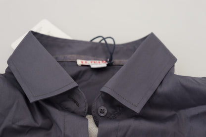 U.S. POLO ASSN. Gray Printed Long Sleeves Collared Top