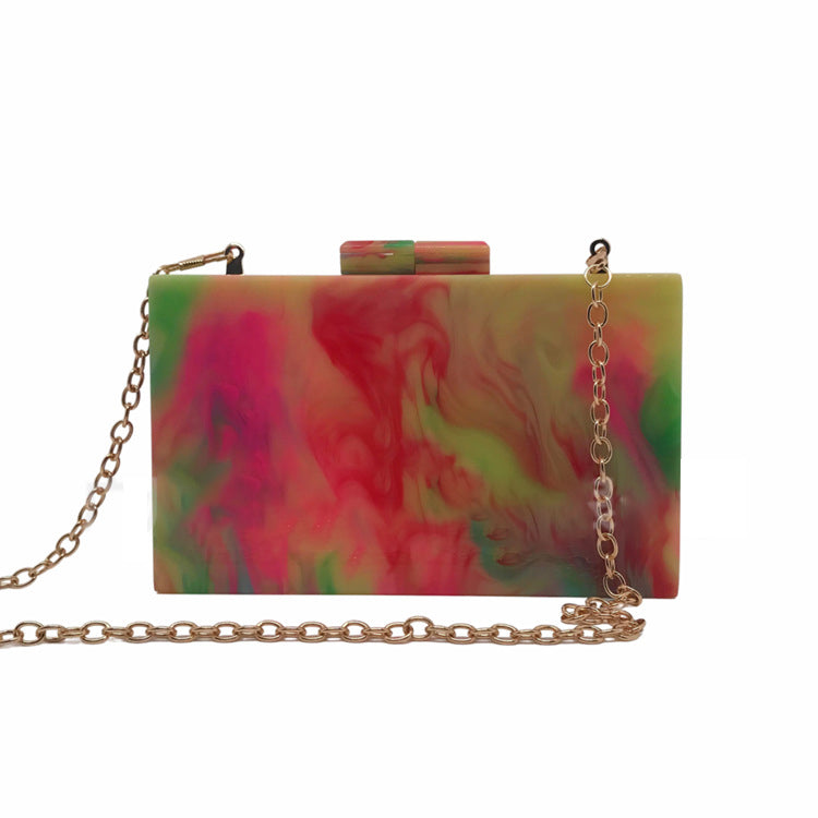 Bolso de cena acrílico con textura de mármol de colores mixtos