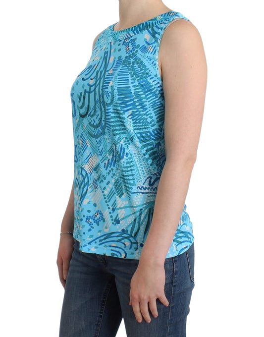 John Galliano Blue printed tank top