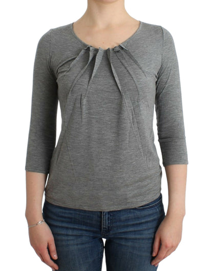 Cavalli Gray 3/4 sleeves jumper top