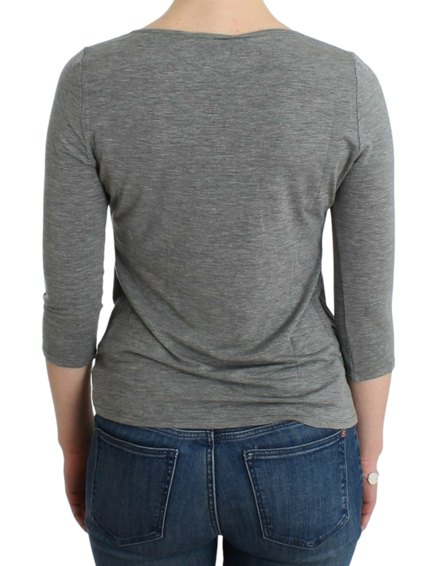 Cavalli Gray 3/4 sleeves jumper top
