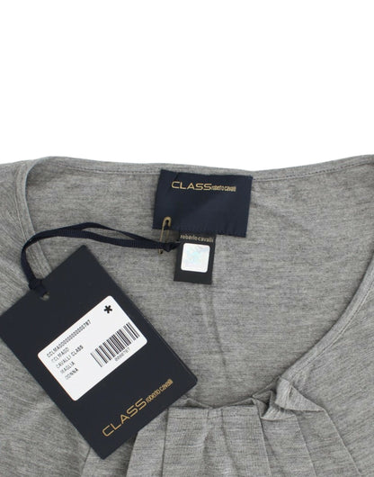 Cavalli Gray 3/4 sleeves jumper top