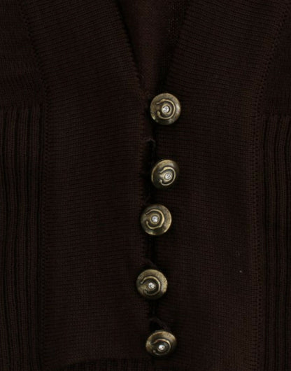 Cavalli Brown cropped wool cardigan