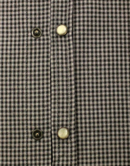 Costume National Chic Gray Checked Casual Linen Blend Shirt