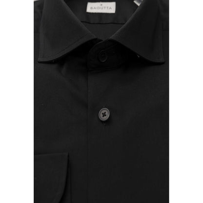 Bagutta Black Cotton Men's Slim Shirt