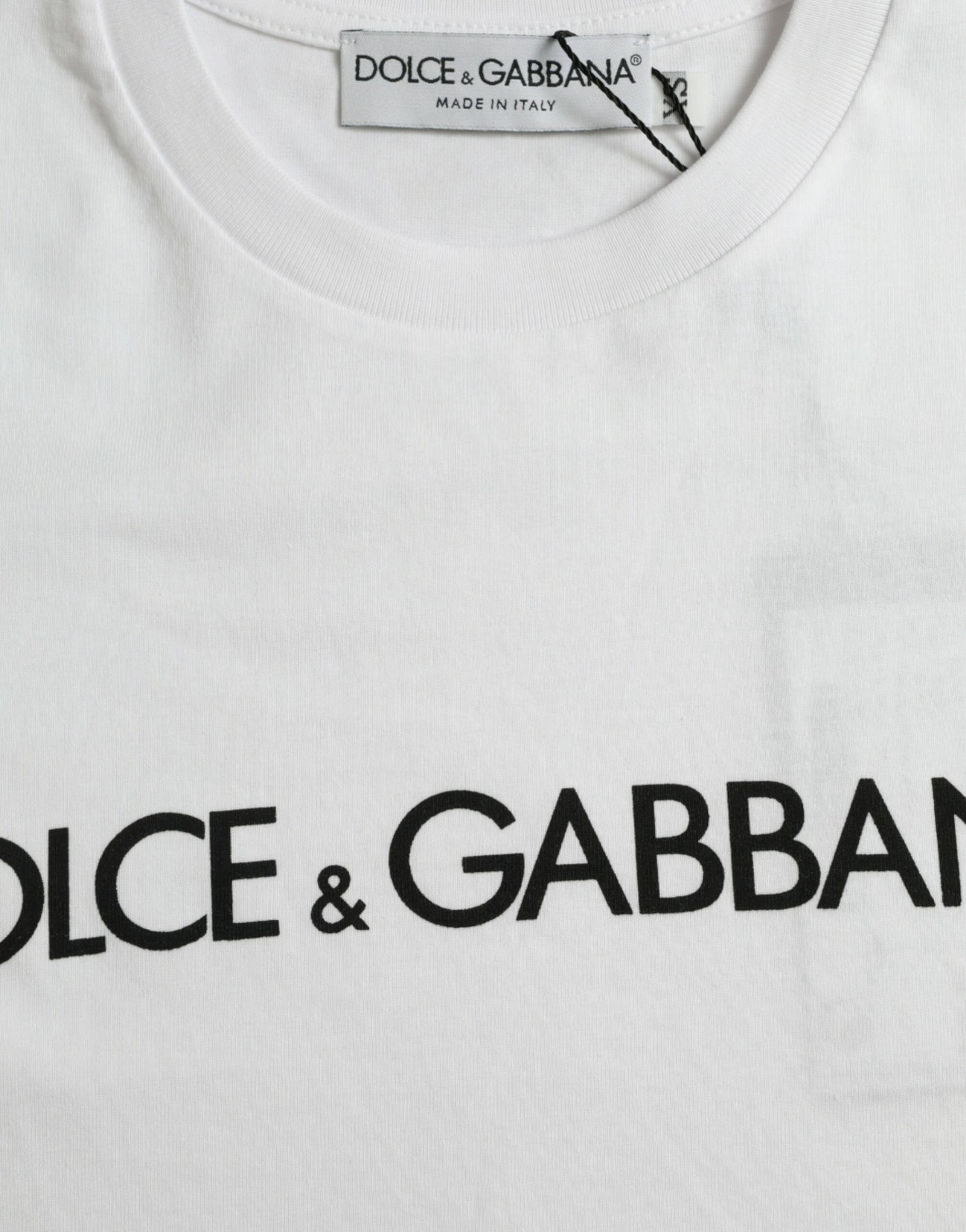 Dolce & Gabbana White Logo Print Cotton Crew Neck T-shirt