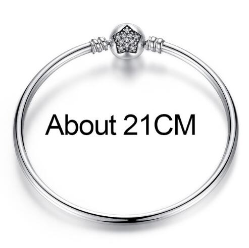 Pulsera y brazalete BAMOER de cadena de serpiente de plata de ley 925 con circonita cúbica pavé y estrella, joyería DIY PAS901