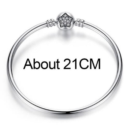 Pulsera y brazalete BAMOER de cadena de serpiente de plata de ley 925 con circonita cúbica pavé y estrella, joyería DIY PAS901