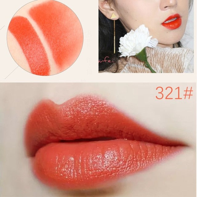 Lápiz labial de terciopelo de larga duración para labios rojos, resistente al agua, color nude, 6 colores de lujo, mate.