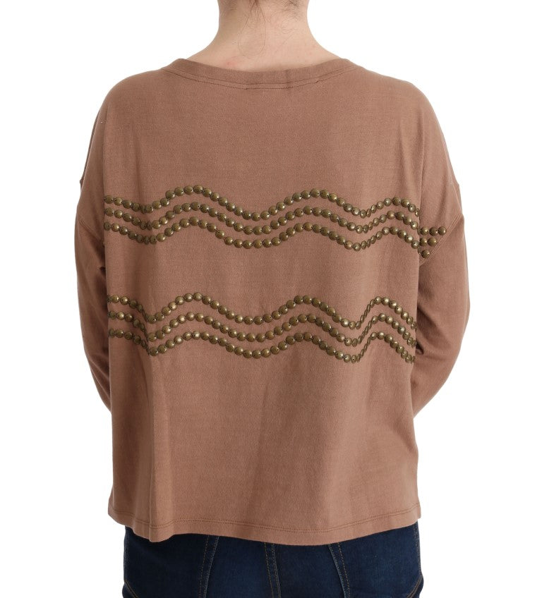 John Galliano Brown Cotton Studded Sweater