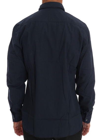 John Galliano Blue Casual Cotton Long Sleeve Shirt
