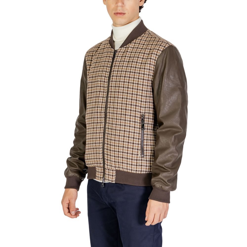 Gianni Lupo Brown Polyester Jackets & Coat