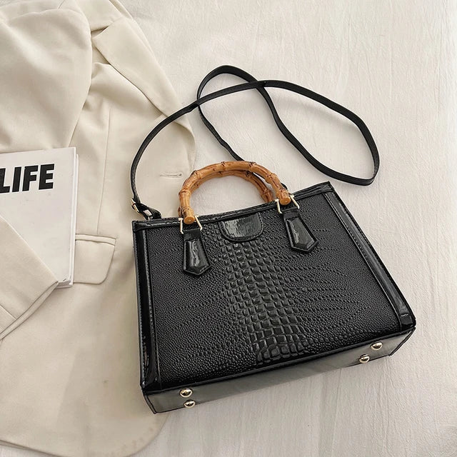 Bolso de hombro de piel de cocodrilo de lujo, bolso de diseñador para mujer