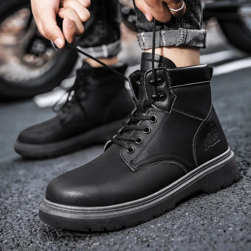 Botas de seguridad para el trabajo, calzado de seguridad clásico para motociclistas, calzado de tobillo, moda, antideslizante