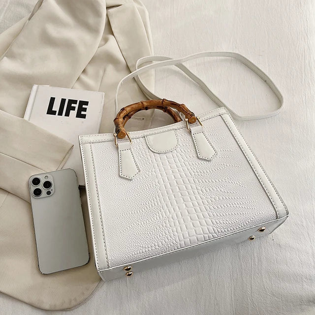 Bolso de hombro de piel de cocodrilo de lujo, bolso de diseñador para mujer