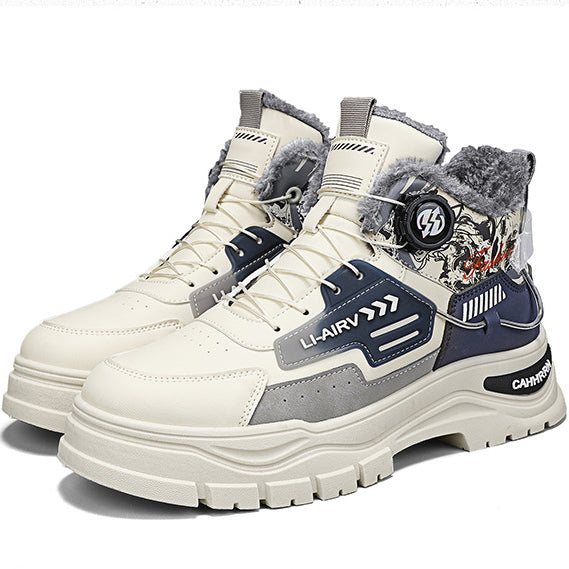 Botas para hombre, de terciopelo, cálidas, de algodón, para deportes al aire libre, impermeables, antidesliz