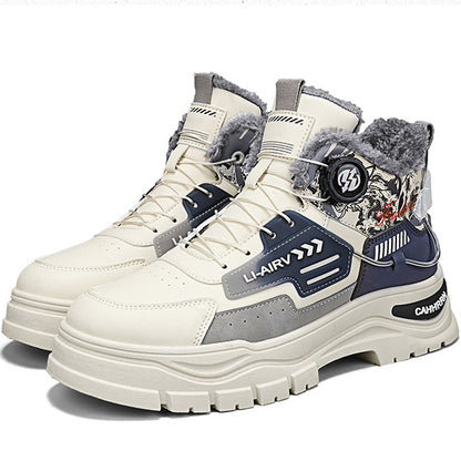Botas para hombre, de terciopelo, cálidas, de algodón, para deportes al aire libre, impermeables, antidesliz