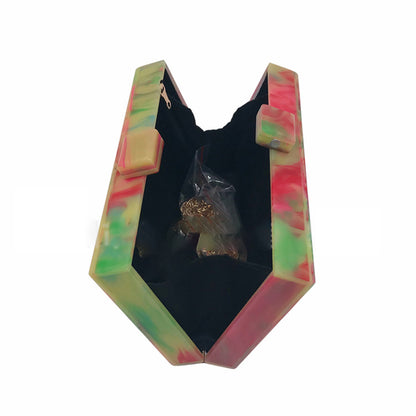 Bolso de cena acrílico con textura de mármol de colores mixtos