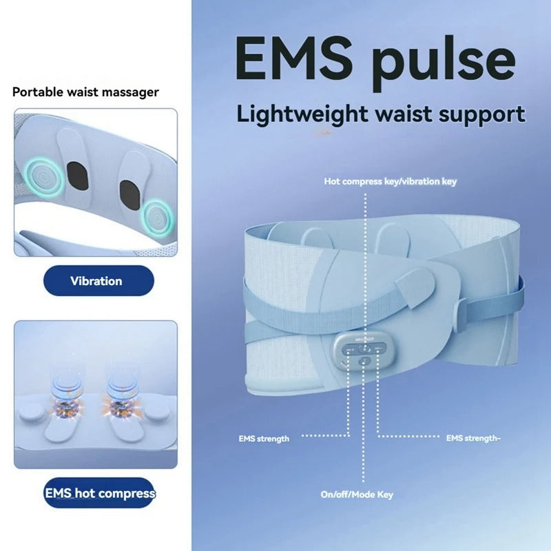 Cinturón de soporte moldeador de cintura, masajeador, compresa caliente con pulso y vibración para la cintura.