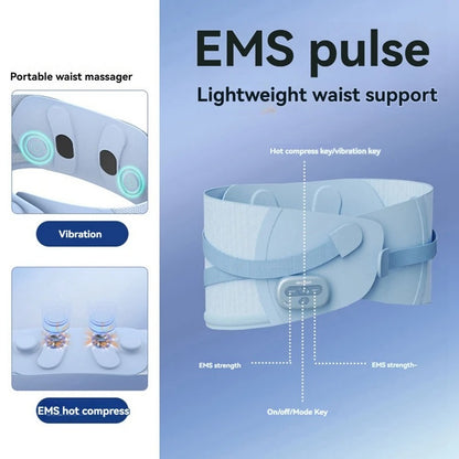 Cinturón de soporte moldeador de cintura, masajeador, compresa caliente con pulso y vibración para la cintura.