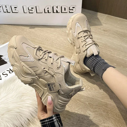 Thick soled women's white single shoes Korean version