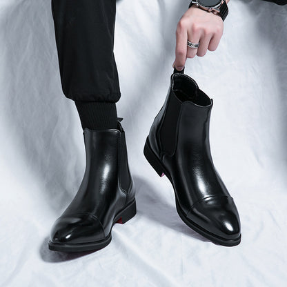 Pointed toe men´s boots high top leather