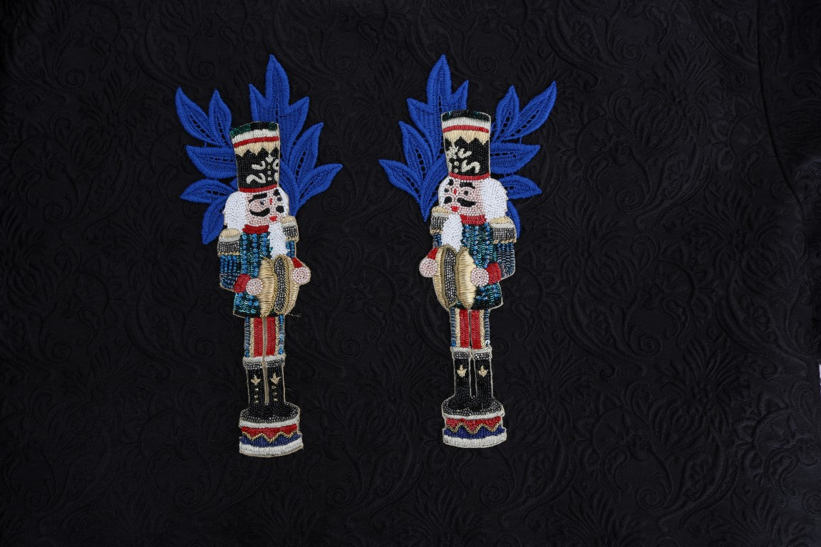 Dolce & Gabbana Black Fairy Tale Brocade Zipper Sweater