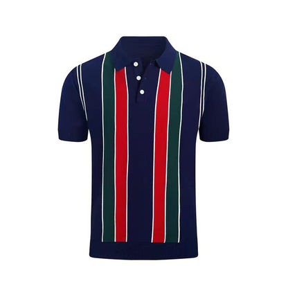Polo de verano de rayas finas y corte ajustado para hombre