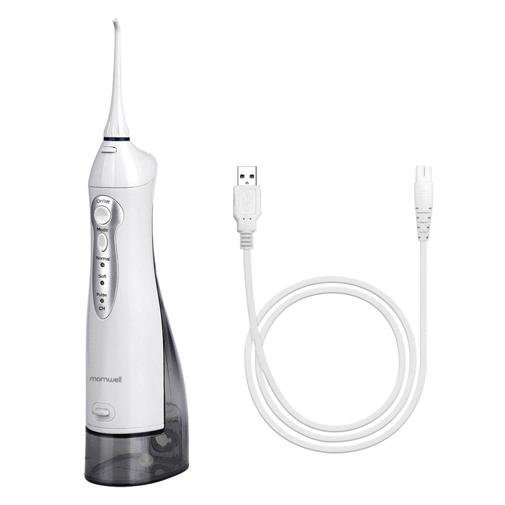 Irrigador bucal recargable por USB, portátil, con chorro de agua y depósito de agua de 300 ml, resistente al agua.