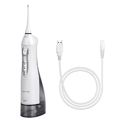 Irrigador bucal recargable por USB, portátil, con chorro de agua y depósito de agua de 300 ml, resistente al agua.