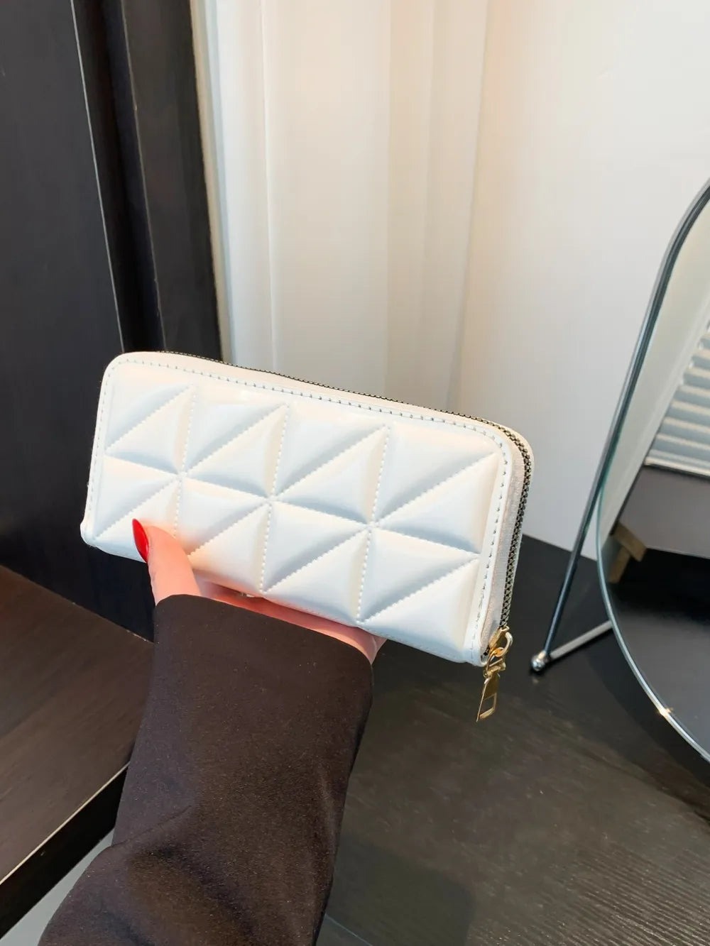 Billetera Mujer PU Leather Solid Color