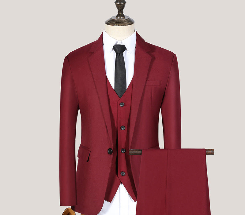 Conjunto de traje juvenil de corte entallado de primavera y otoño para hombre, conjunto de tres piezas para boda, traje de padrino de boda